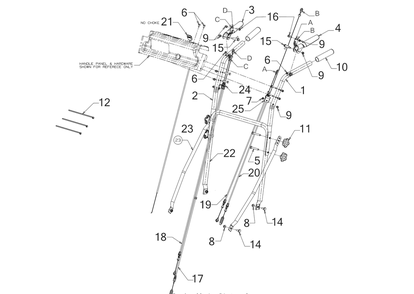 Handles Diagram and Parts List for CC800 (12AE76M8010)(2019) Cub Cadet Lawn Mower